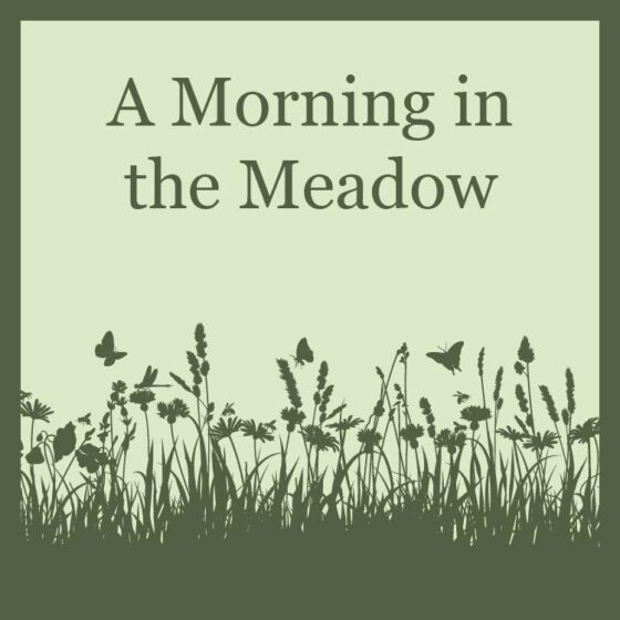 a silhouette of flowers and grasses with butterflies in the air