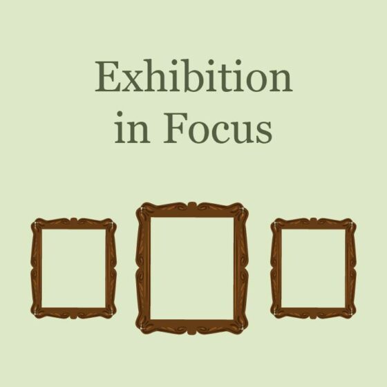 Three empty frames under "Exhibition in Focus"